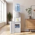 MOMOKOVA 4 in 1 Water Cooler Dispenser with Ice Maker, Hot & Cold Water Dispenser for Home & Office, 33lbs/24H Ice, Top Loading 3-5 Gallon, Child Safety Lock, Ice Ready in 7 Min,500W (White -Silver)