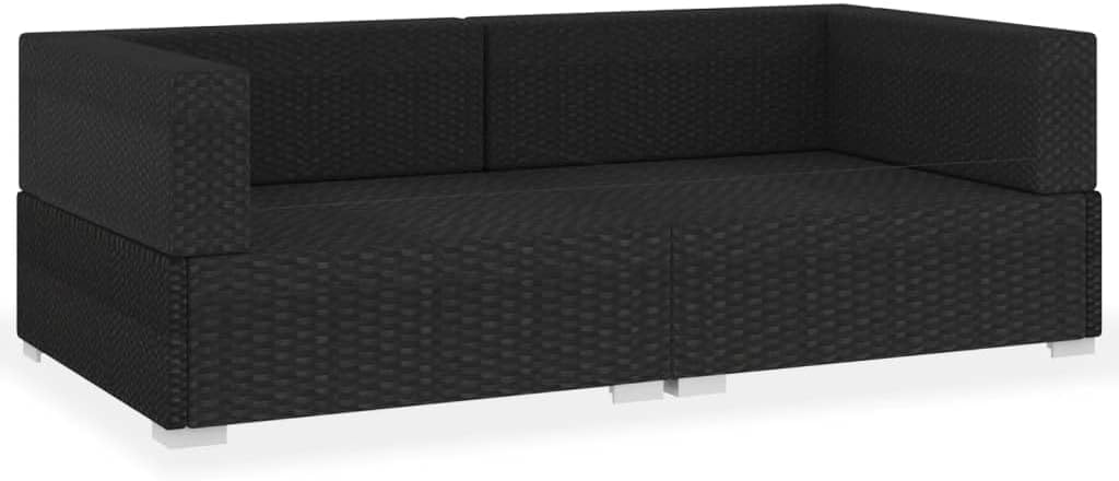 Patio Sofa Black Powder-Coated Steel Medium Adjustable Feet Outdoor Patio Furniture Set Sofa for Outdoor Garden