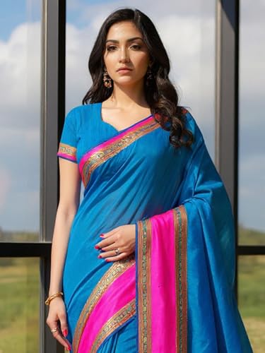 Image of AKHILAM Women's Kanjivaram Woven Soft Silk Saree With Blouse Piece