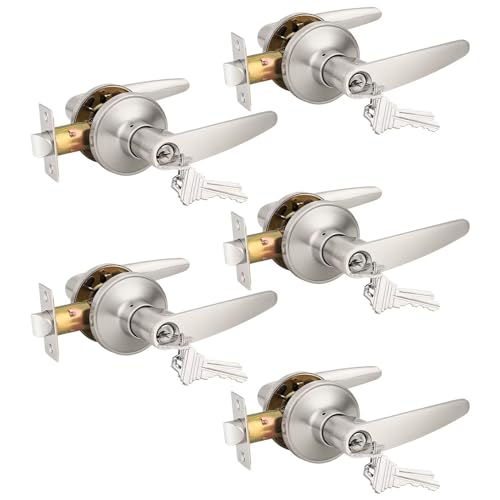 Probrico (5 Pack Keyed Entry Door Lever Lock for Exterior Door Handleset,(keyed Alike) Each with...