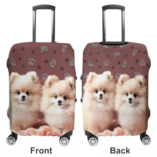 Pomeranians Puppies And Point Luggage Cover, Washable Elastic Suitcase Cover Protector Fit 18-32 Inch Luggage3