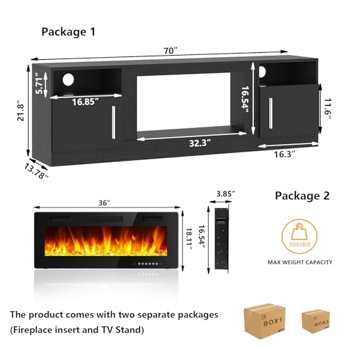 Tavata 70TVS Fireplace Tv Stand Entertainment Center thumb #1