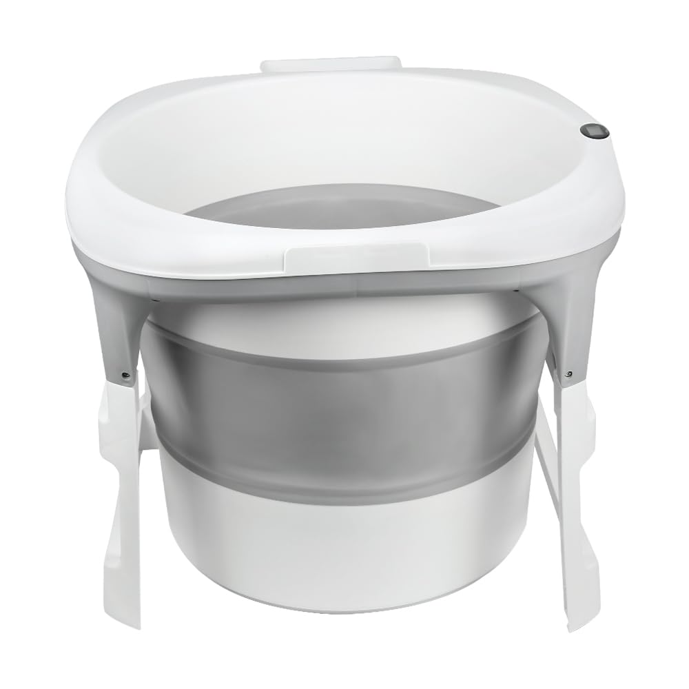Bañera plegable para bebé, XXL Bañera Bebe,Para recién nacidos, con plataforma pequeña, Pies antideslizantes, Tapón de drenaje -3 en 1