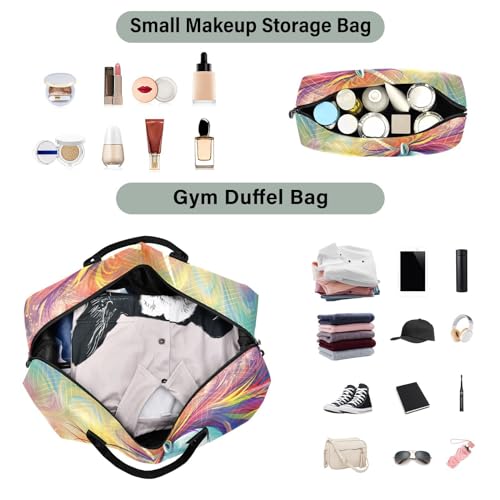 Large Travel Duffel Bag, Abstruct Rainbow Horse Sports Tote Gym Bag, Shoulder Weekender Overnight Bag for Women Men, Carry On Luggage with Toiletry Bags4