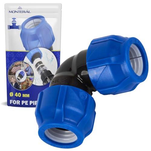 Racor Ø 40 mm de Codo 90° de Polipropileno PP para Conectar Tubo Polietileno PE - MONTERAL