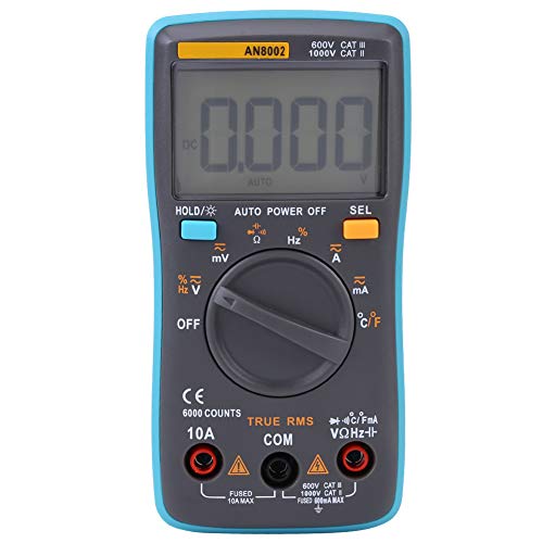 Multimètre numérique True RMS 6000 points avec grand écran rétroéclairé et coupure automatique