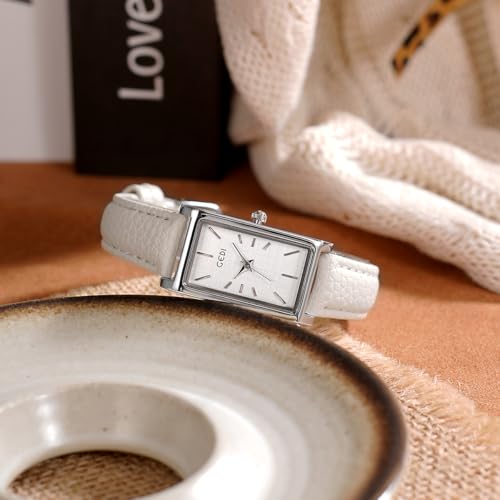 Image of Quartz Watch for Women, Lady Stylish Square Dress Watch with Leather Strap and Sapphire Crown
