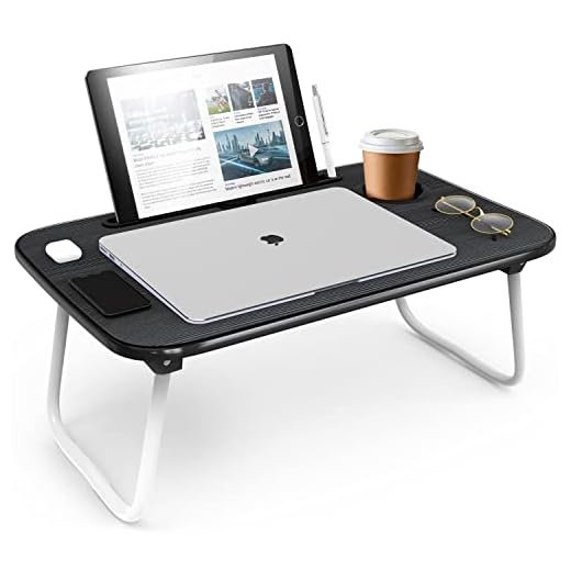 Laptop Bed Tray Table, Laptop Stand, Portable Lap Desks with Foldable Legs, Reading Desk for Sofa Couch Floor - Small