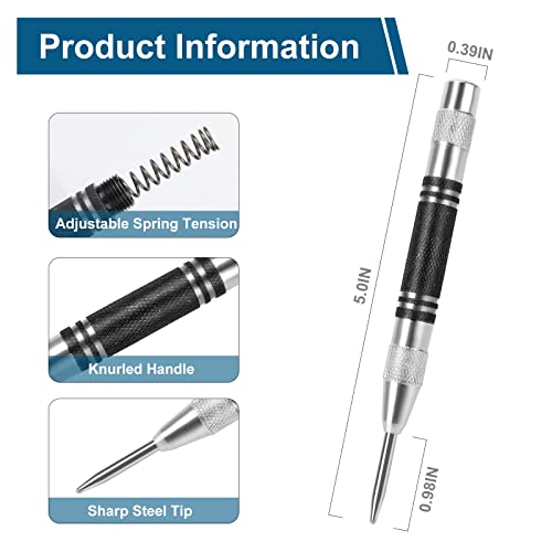 image for 2Pcs Heavy Duty Automatic Center Punch, 5'' Premium Steel Spring Loade