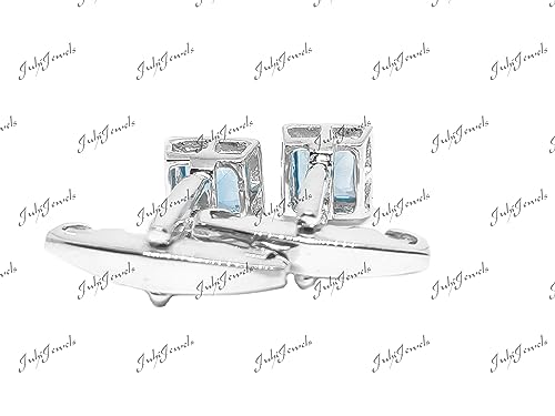 Mancuernillas de Plata con Topacio Azul 6 mm Cuadradas miniatura 4