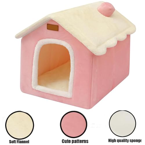 Dog House Indoor Memory Sponge, Foldable Dog House Kennel Bed Mat with Cushion for Small Medium Large Dogs Cats, Winter Warm Cat Nest Puppy Cave Sofa Pet Products (Pink, M) - Image 6