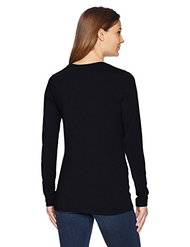 Amazon Essentials Women's Classic-Fit Long-Sleeve Crewneck T-Shirt, Black, X-Large