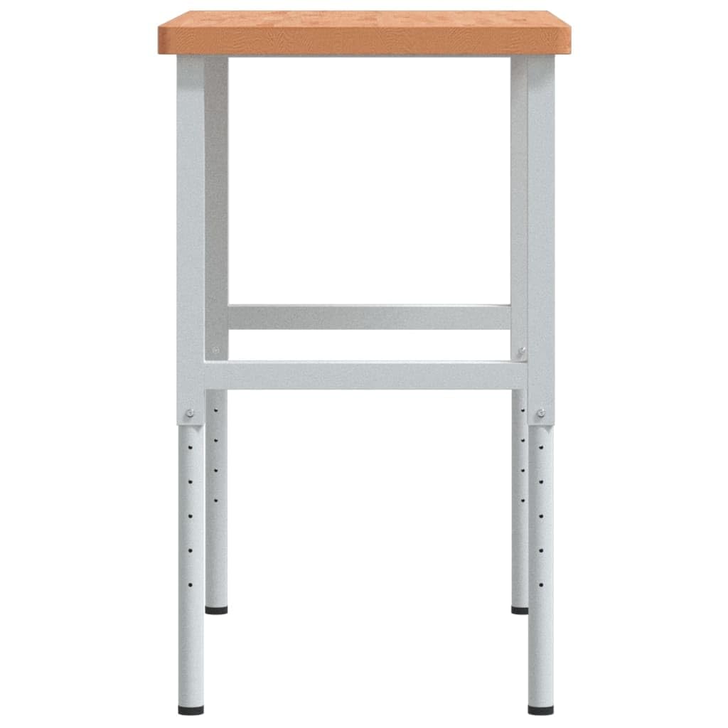 Banco da lavoro in legno di faggio massiccio, 100 x 60 x (73-99,5), regolabile in altezza, con telaio in metallo verniciato a polvere, versatile tavolo da lavoro per officina, sala hobby