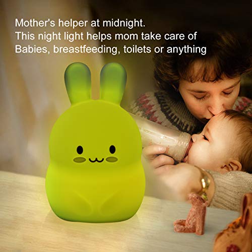 Yuede Kids Night Light For Bedroom, Silicone Usb Rechargeable Night Lights, 9 Colors Change With Touch Sensor And Remote Control For Baby/Kids/Adult Gifts (Rabbit) #TOP2
