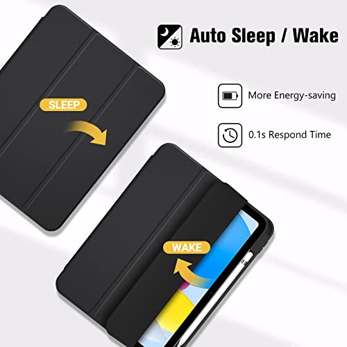 ProCase for iPad (A16) 11th Generation 11 Inch 2025/ iPad 10th Generation 10.9 Inch 2022 Case with Pencil Holder, Hybrid Cover with Soft TPU Back, Supports Touch ID, Auto Wake/Sleep -Black