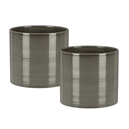 Scheurich Blumentopf 2er Set aus Keramik, Farbe: Glass Grey, 16 cm Durchmesser, 15 cm hoch, 2,6 l Vol.