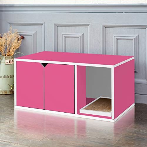 Way Basics Eco Cat Litter Box Enclosure Modern Cat Furniture (Tool-Free Assembly and Uniquely Crafted from Sustainable Non Toxic zBoard Paperboard), Orange