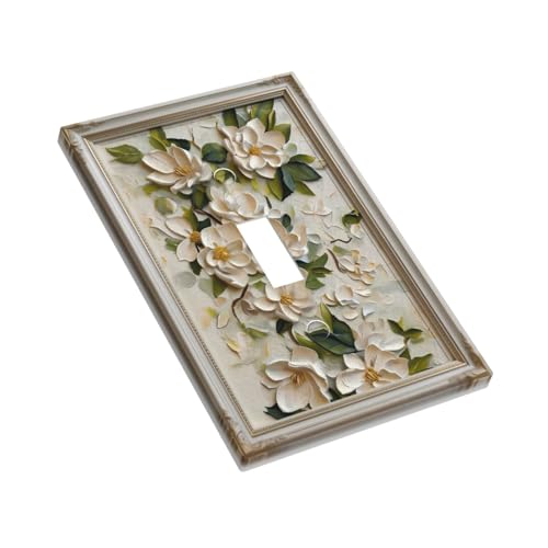 Plaque décorative magnolia blanc pour interrupteur chic