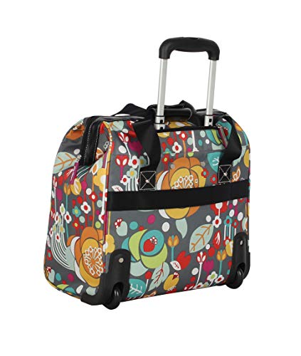 Lily Bloom Designer Under The Seat Tote Cabin Luggage Collection - 15 Inch Patterned Carry on Bag for Women - Lightweight Suitcase with 2 Rolling Wheels