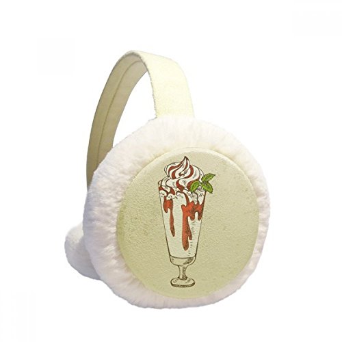 Orejeras de invierno de piel sintética blanca con diseño de hojas rojas de helado