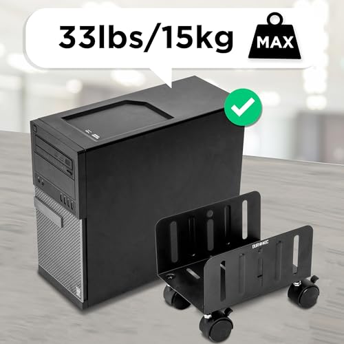 Duronic DMHD2 Soporte de Torre para Ordenador | Base para PC con Ruedas bloqueables | Almacenamiento bajo Escritorio CPU | Anchura Ajustable de 13 a 21 cm | Carga máxima 15 kg | Color Negro - imagen 5