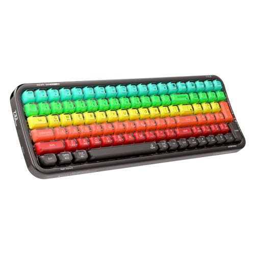 iGear ClearKey Wireless Keyboard, Transparent Keycaps, RGB Backlight 14 Modes, Tri-Mode BT + 2.4GHz + Wired, 3-Device Switching, 2000mAh, Type-C, Windows/Mac/iOS/Android (Rainbow)