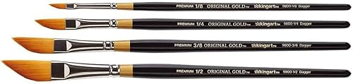 Miniatura 3 de KINGART B-026 Premium - Juego de pinceles para artista, diseño de rayas de daga, oro original, serie 9800, sintético Golden TaklonHair para