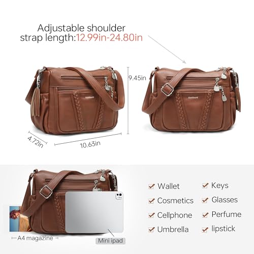 Image of Womens Purses and Handbags Ladies Pocketbooks Soft Leather Crossbody Bags for Women Multi-Pocket Shoulder Bag