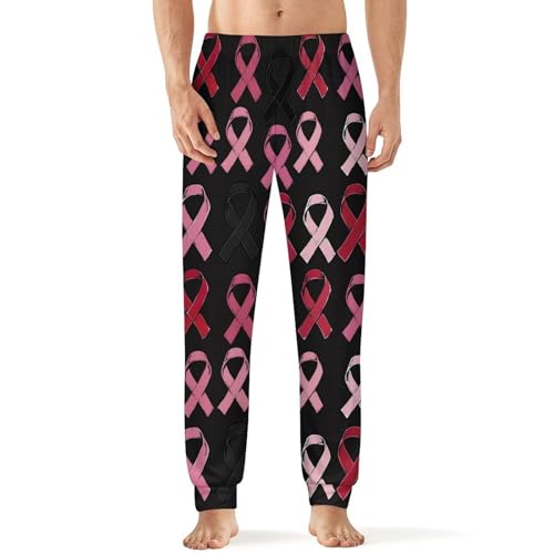 Breast Cancer Awareness Ribbon Pajama Pants Men Pj Bottoms Sleepwear Lounge Pant