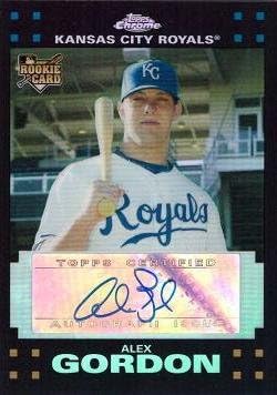 2007 Topps Chrome Autographs Refractor #345 Alex Gordon Certified Autograph Baseball Rookie Card - Only 500 made! - Near Mint to Mint