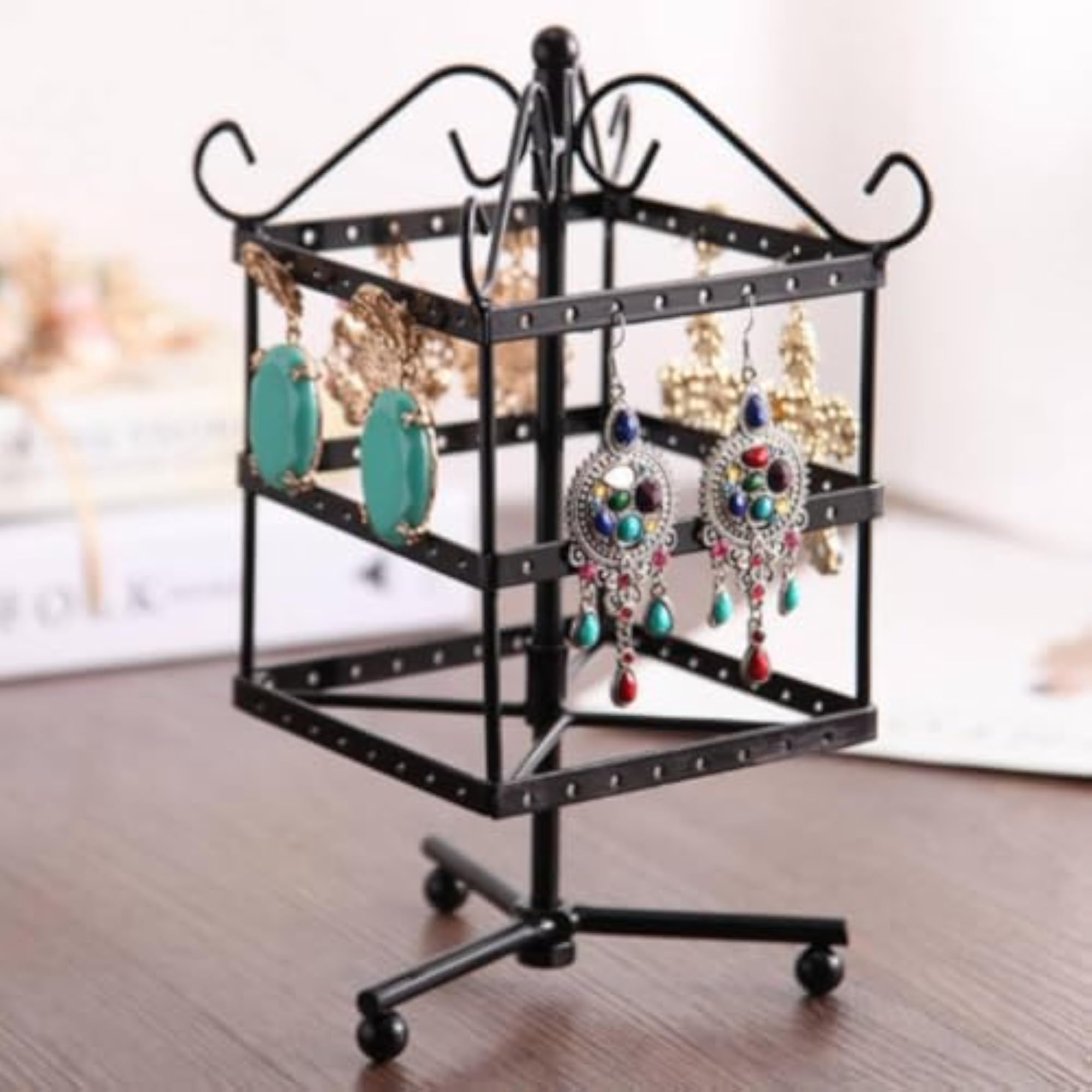 Metal Earring Display Stand with 96 Holes, White