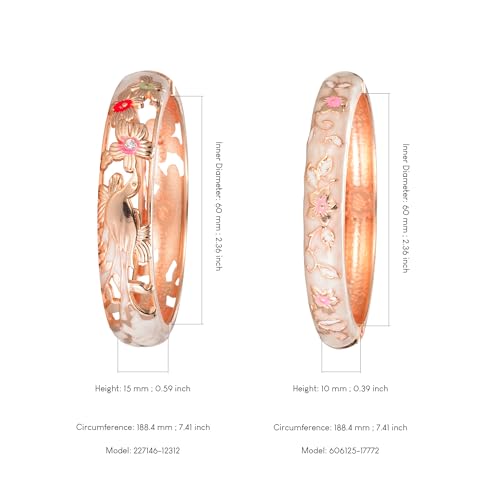UJOY Colors Handcraft Jewelry Cloisonne Bracelet Enamel Hollowed Bird Spring Hinged Womens Bangles Gifts Box 88A31-55C493