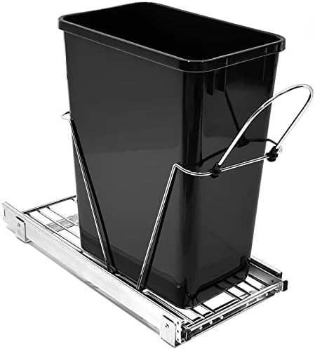Atposh Double Pull Out Trash Can Under Cabinet, Single 35 Quart Sliding Pull-Out Waste (Trash Can Not Included),for Kitchen Cabinets, Black