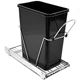 Atposh Double Pull Out Trash Can Under Cabinet, Single 35 Quart Sliding Pull-Out Waste (Trash Can No