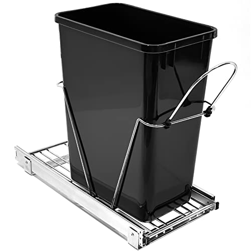 Atposh Double Pull Out Trash Can Under Cabinet, Single 35 Quart Sliding Pull-Out Waste (Trash Can Not Included),For Kitchen Cabinets, Black #TOP11