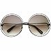 zeroUV - Women's Oversized Full Metal Wire Frame Glamour Round Sunglasses (Black Lavender)