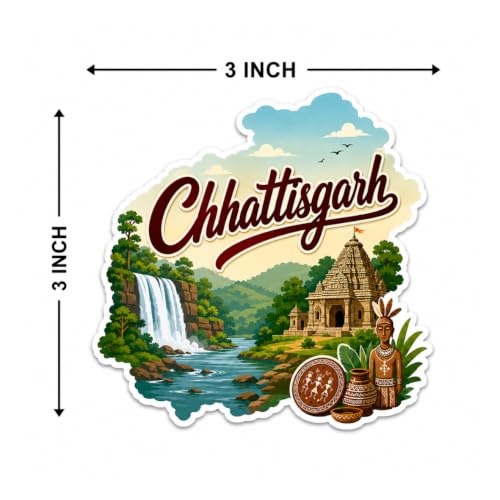 Image of Decorative Fridge Magnet Sticker for Refrigerator | Strong Magnetic Fridge Decor for Kitchen | Reusable Refrigerator Magnet for Home & Office, AG FM Chhattisgarh