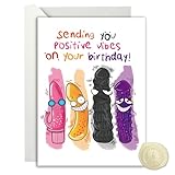 Lumoaster Funny Birthday Card For Women, Funny Rude Birthday Card, Dirty Birthday Card for Women, Rude Birthday Card for Women, Happy 50th 60th 70th Birthday Card for Women 'Sending You Positive Vibes’