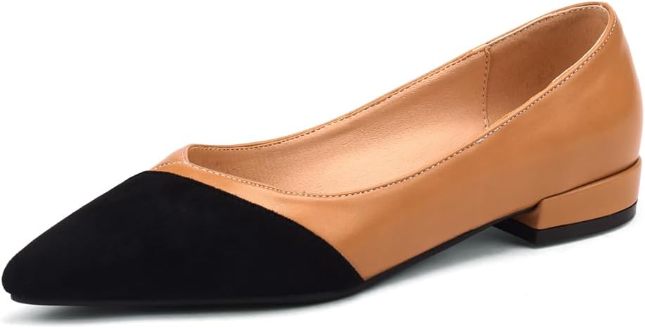 Women's Pointed Closed Cap Toe Pump Chunky Low Block Heel Slip-On Classic Work Office Church Casual Dress Shoes Comfortable Business Party Dating All Weather Shopping Daily Wear Pumps, Yellow