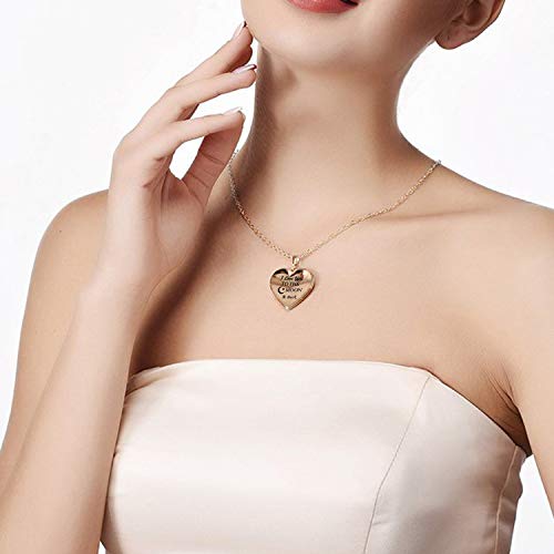 Youfeng Love Heart Locket Necklace That Holds Pictures Engraved I Love You To The Moon And Back Photo Lockets Rose Gold Plated (Rose Gold Locket) #TOP4