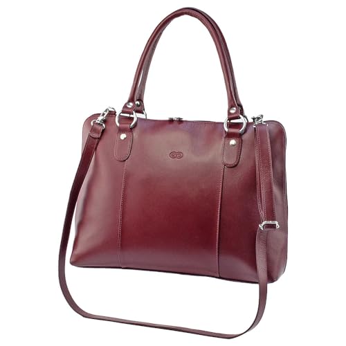 Bolsa Feminina Executiva Jasmim em Couro Galvani (Vinho)