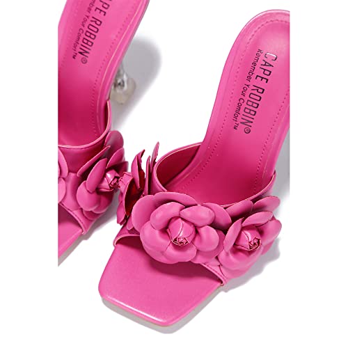 Cape Robbin Lania Sexy High Heels for Women, Clear Square Open Toe Shoes Heels3