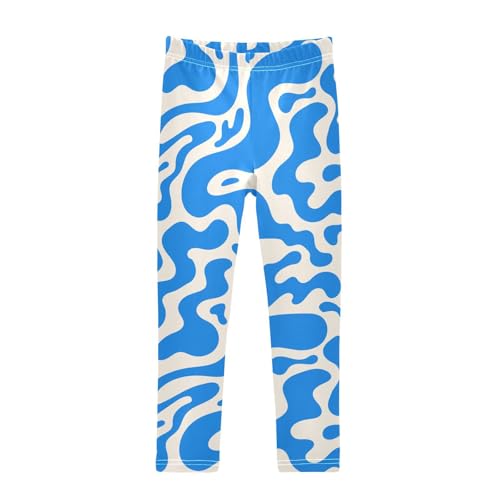Wavy Liquid Shapes Girls Leggings,Workout Leggings for Girls Toddler Athletic Leggings Size for 3-10T