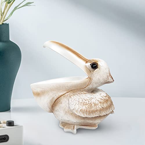 Sanqing Creative Resin Statues The Pelican Birds Toucan Figurines Keys Candy Bowl For Entryway Table Statue Decor Ornament Home Bar Office (Pearlwhite) #TOP1