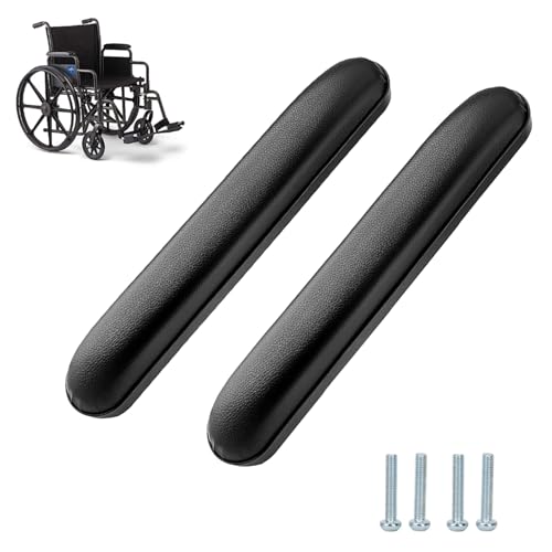 Full Length Padded Armrest Black 10-1/4" Long Wheelchair and Transport Chair arm Cushions, Black (1 Pair) Compatible with All Brands(13-7/8")