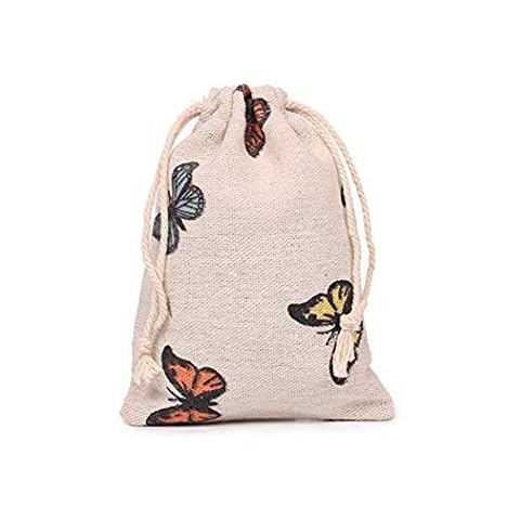 Youshe Burlap Bags, 12 Packs 5 x 7 Inch Butterfly Drawstring Pouch Candy Gift Pockets for Party Wedding Favors Giveaways, Cotton Linen Candy Pouch Jute Sack Jewelry Bag Cover