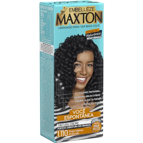 Tinta de Cabelo Maxton Preto Intenso Profundo 1.110 Espontânea
