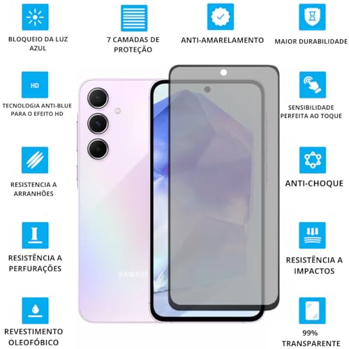 Película Privacidade Anti Espionagem Compatível Com Samsung Galaxy A55 5G Tela de 6.6 Polegadas - (H