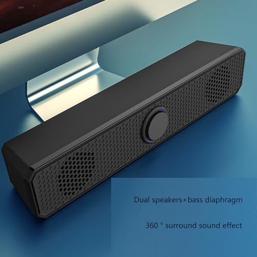Buxuaaaa Dźwięk zasilany przez USB z subwooferem, dźwięk do komputera stacjonarnego, laptopów, czarny