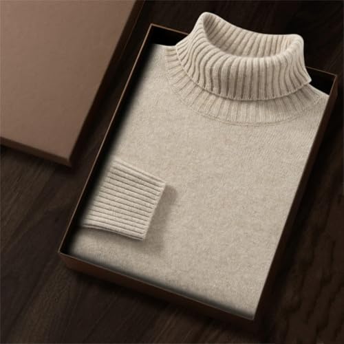 Ownwfeat Men Solid Turtleneck Sweater Cashmere Casual Long Sleeve Knitted Pullover4